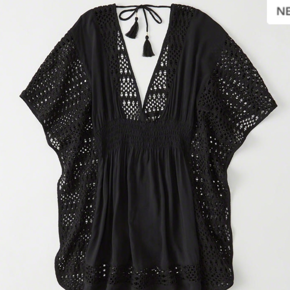 Abercrombie & Fitch Black Crochet Kaftan